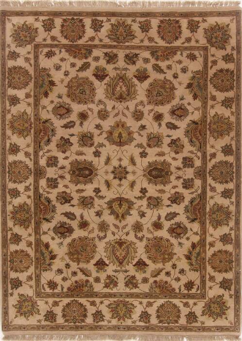 Agra Beige Hand Knotted 52 X 70  Area Rug 250-17726 Image 0
