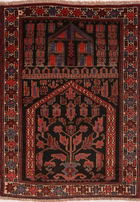 Baluch Black Hand Knotted 29 X 39  Area Rug 100-17957 Image 0