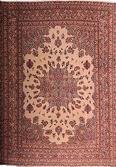 Persian Kerman Beige Rectangle 11x16 ft Wool Carpet 18085