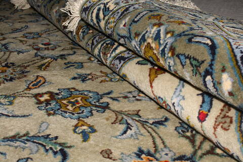 Kashan Beige Hand Knotted 911 X 134  Area Rug 400-18086 Image 23
