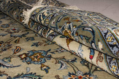 Kashan Beige Hand Knotted 911 X 134  Area Rug 400-18086 Image 24