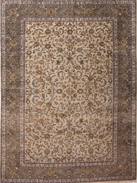 Kashan Beige Hand Knotted 911 X 134  Area Rug 400-18086 Image 0