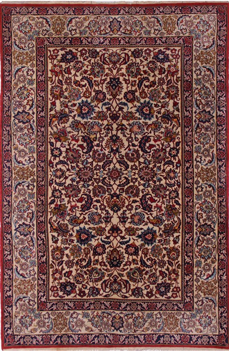 Isfahan Beige Hand Knotted 36 X 54  Area Rug 400-18761 Image 0
