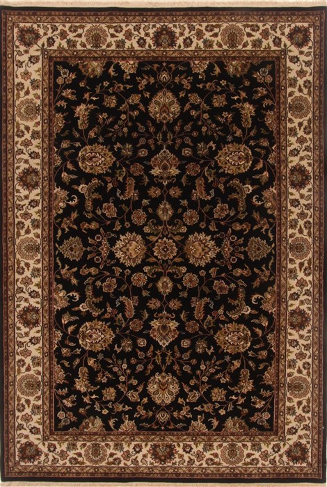 Tabriz Black Hand Knotted 64 X 94  Area Rug 250-19814 Image 0