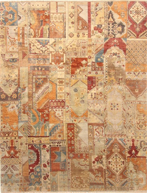 Patchwork Multicolor Hand Knotted 82 X 104  Area Rug 250-20949 Image 0