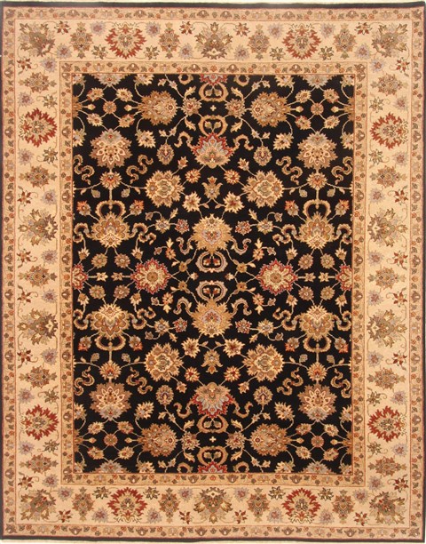 Agra Black Hand Knotted 80 X 100  Area Rug 250-21521 Image 0