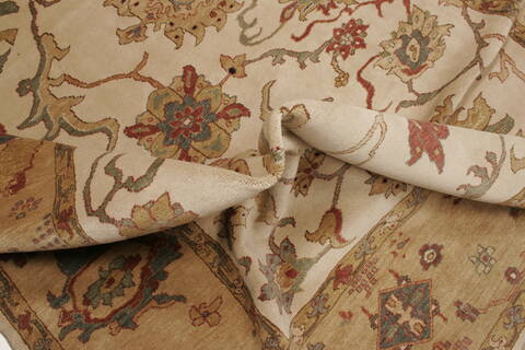 Chobi Beige Hand Knotted 83 X 103  Area Rug 250-21555 Image 4