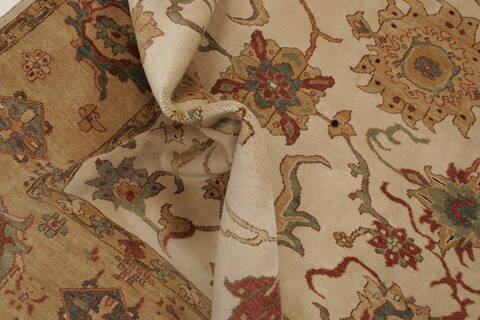 Chobi Beige Hand Knotted 83 X 103  Area Rug 250-21555 Image 5