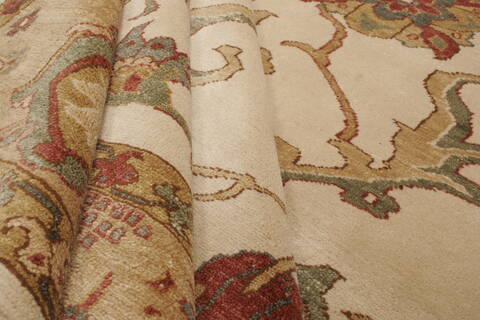 Chobi Beige Hand Knotted 83 X 103  Area Rug 250-21555 Image 6