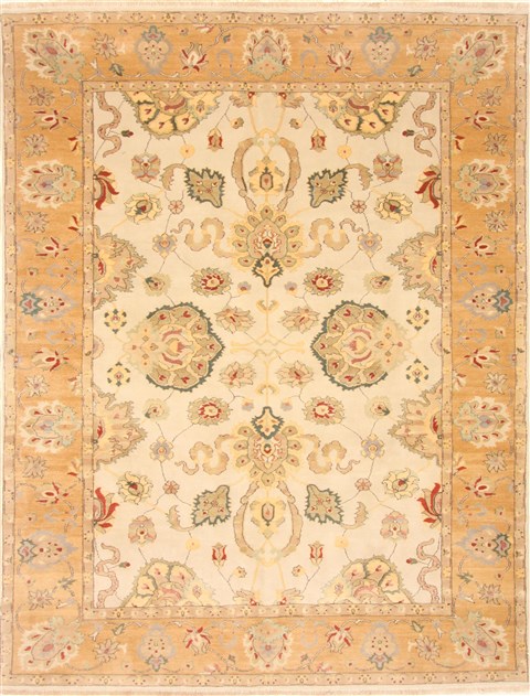 Chobi Beige Hand Knotted 83 X 103  Area Rug 250-21555 Image 0