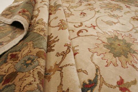 Chobi Beige Hand Knotted 84 X 101  Area Rug 250-21560 Image 9