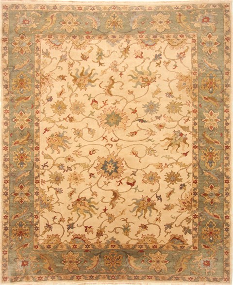 Chobi Beige Hand Knotted 84 X 101  Area Rug 250-21560 Image 0