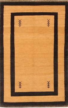 Indian Gabbeh Brown Rectangle 3x5 ft Wool Carpet 21610