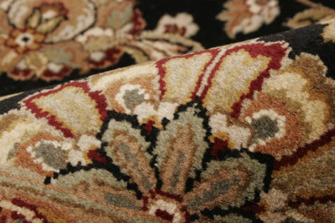 Agra Black Hand Knotted 80 X 102  Area Rug 250-21753 Image 1