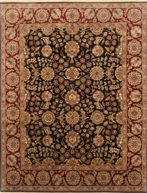 Agra Black Hand Knotted 80 X 102  Area Rug 250-21753 Image 0