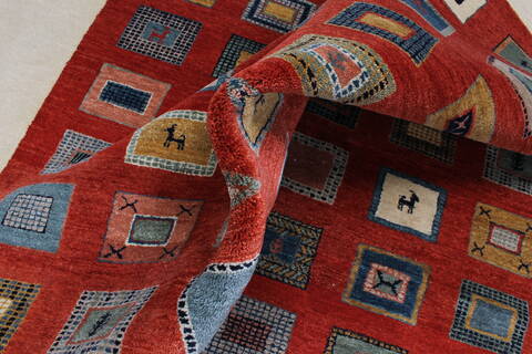 Gabbeh Multicolor Hand Knotted 91 X 1110  Area Rug 250-22178 Image 12