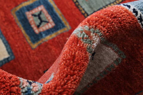 Gabbeh Multicolor Hand Knotted 91 X 1110  Area Rug 250-22178 Image 9