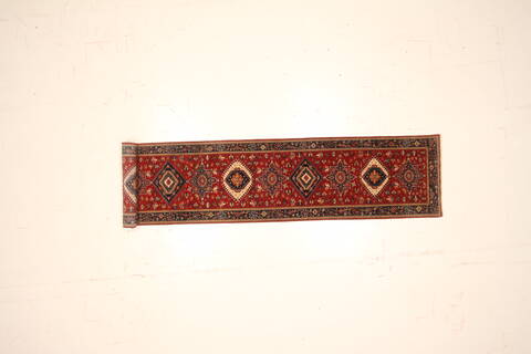 Karajeh Red Runner Hand Knotted 26 X 120  Area Rug 250-22457 Image 1