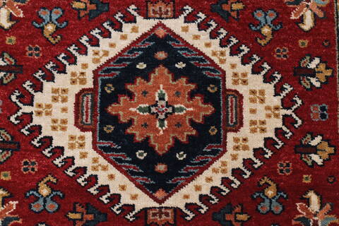Karajeh Red Runner Hand Knotted 26 X 120  Area Rug 250-22457 Image 2