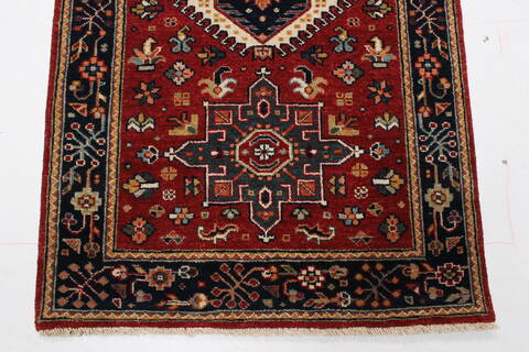 Karajeh Red Runner Hand Knotted 26 X 120  Area Rug 250-22457 Image 5