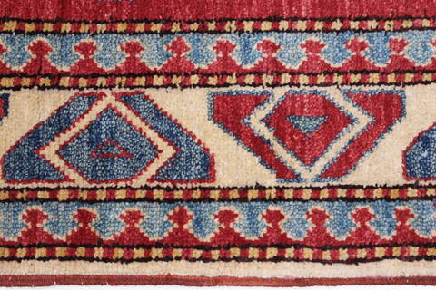 Kazak Red Runner Hand Knotted 26 X 94  Area Rug 250-22588 Image 3