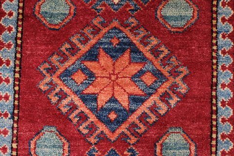 Kazak Red Runner Hand Knotted 26 X 94  Area Rug 250-22588 Image 4