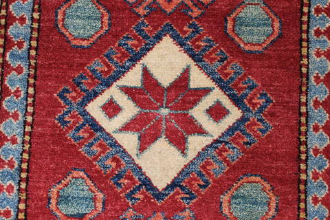 Kazak Red Runner Hand Knotted 26 X 94  Area Rug 250-22588 Image 5