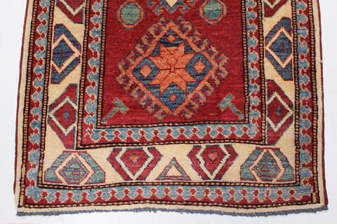 Kazak Red Runner Hand Knotted 26 X 94  Area Rug 250-22588 Image 6