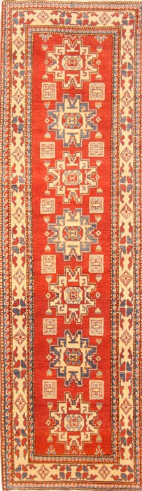 Kazak Red Runner Hand Knotted 26 X 94  Area Rug 250-22588 Image 0