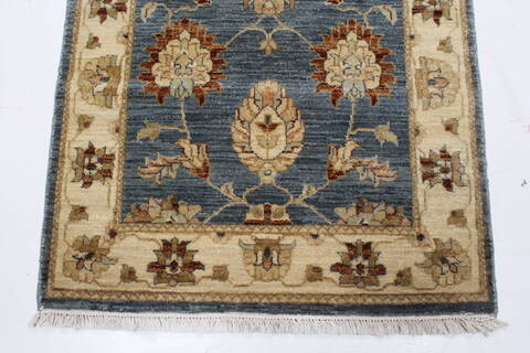 Pishavar Blue Runner Hand Knotted 26 X 101  Area Rug 250-22672 Image 10