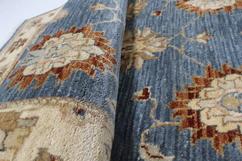 Pishavar Blue Runner Hand Knotted 26 X 101  Area Rug 250-22672 Image 4
