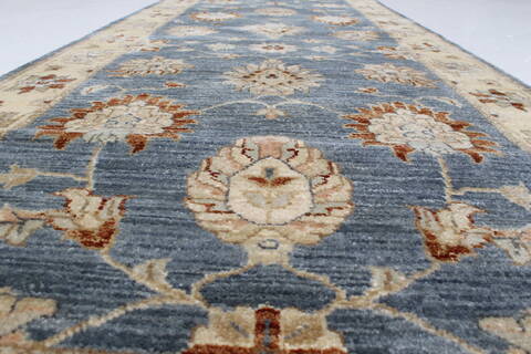 Pishavar Blue Runner Hand Knotted 26 X 101  Area Rug 250-22672 Image 7
