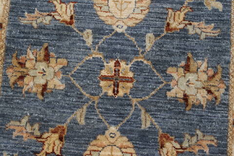 Pishavar Blue Runner Hand Knotted 26 X 101  Area Rug 250-22672 Image 9