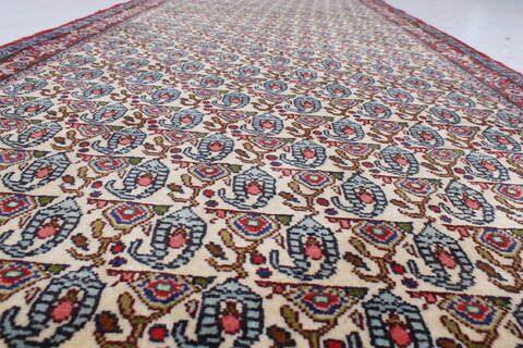 Sanandaj Beige Runner Hand Knotted 31 X 126  Area Rug 250-22799 Image 1