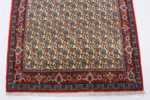 Sanandaj Beige Runner Hand Knotted 31 X 126  Area Rug 250-22799 Image 4