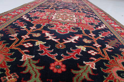 Heriz Blue Runner Hand Knotted 27 X 102  Area Rug 250-22921 Image 5