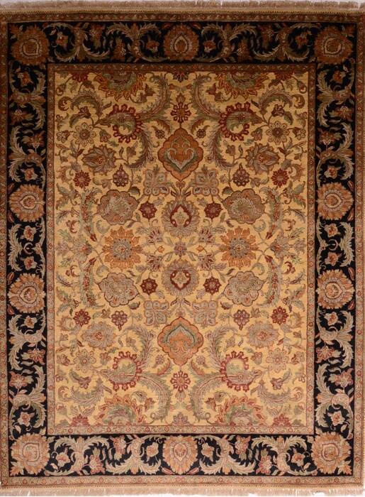 Jaipur Beige Hand Knotted 93 X 119  Area Rug 100-22960 Image 0