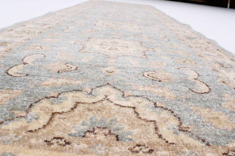 Pishavar Blue Runner Hand Knotted 29 X 910  Area Rug 250-22971 Image 2