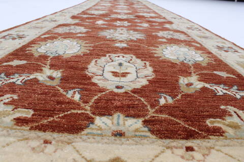 Ziegler Brown Runner Hand Knotted 26 X 102  Area Rug 250-22972 Image 2