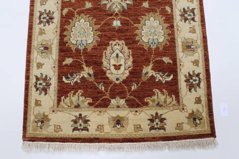 Ziegler Brown Runner Hand Knotted 26 X 102  Area Rug 250-22972 Image 5