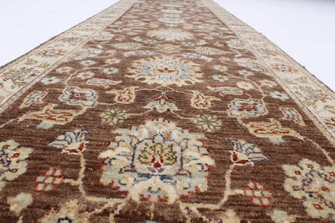 Ziegler Brown Runner Hand Knotted 25 X 104  Area Rug 250-22987 Image 1