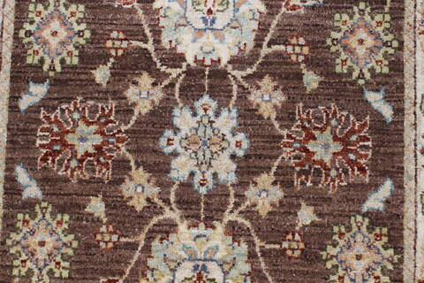 Ziegler Brown Runner Hand Knotted 25 X 104  Area Rug 250-22987 Image 3