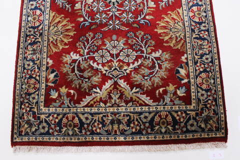 Kashan Red Runner Hand Knotted 26 X 101  Area Rug 250-23010 Image 3