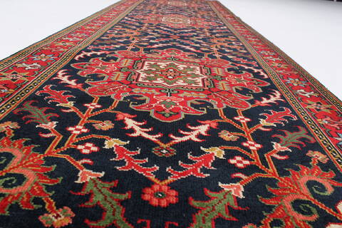 Heriz Black Runner Hand Knotted 28 X 910  Area Rug 250-23012 Image 1