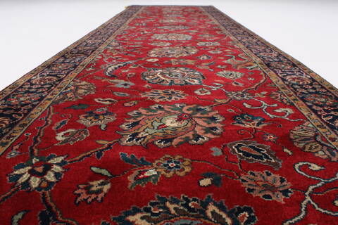 Tabriz Red Runner Hand Knotted 27 X 99  Area Rug 250-23023 Image 11
