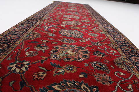 Tabriz Red Runner Hand Knotted 27 X 99  Area Rug 250-23023 Image 12