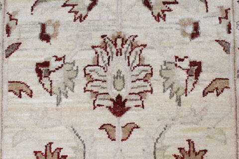 Chobi Beige Runner Hand Knotted 26 X 98  Area Rug 250-23034 Image 3