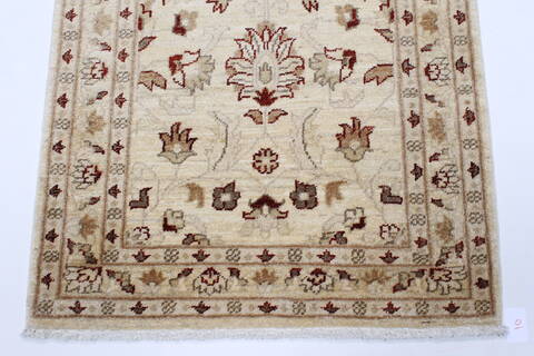 Chobi Beige Runner Hand Knotted 26 X 98  Area Rug 250-23034 Image 4