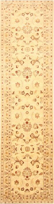 Chobi Beige Runner Hand Knotted 26 X 98  Area Rug 250-23034 Image 0