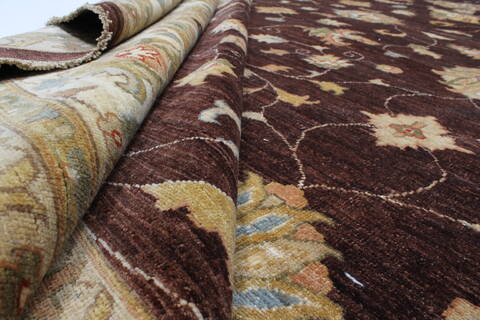Pishavar Brown Hand Knotted 121 X 1410  Area Rug 250-23057 Image 7